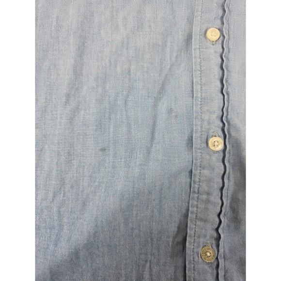 Eddie Bauer Mens Medium Faded Chambray Short Sleeve Collared Shirt Blue - Picture 7 of 9